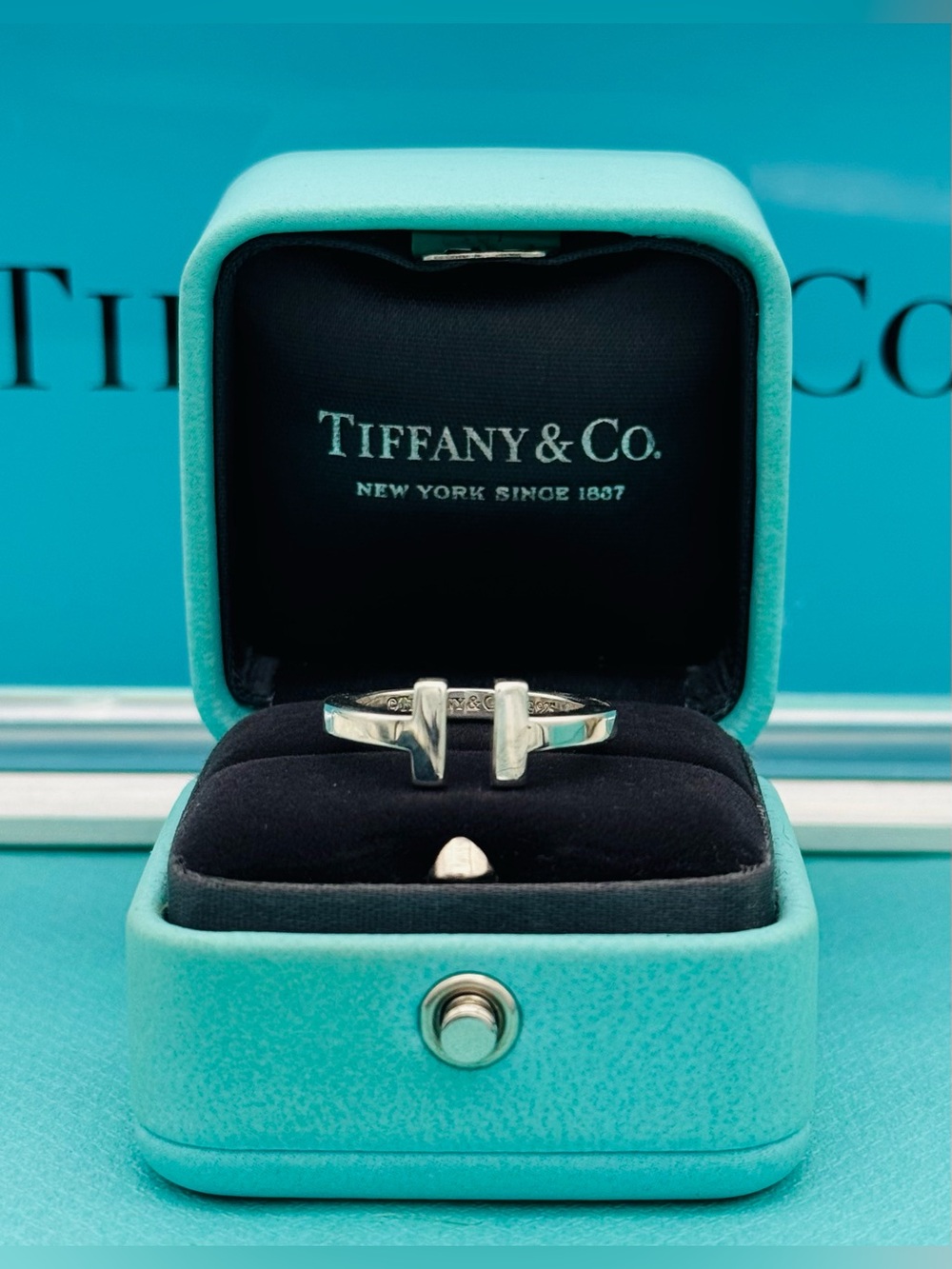 Tiffany & Co SS Retired T Square Ring Size 6 VGUC